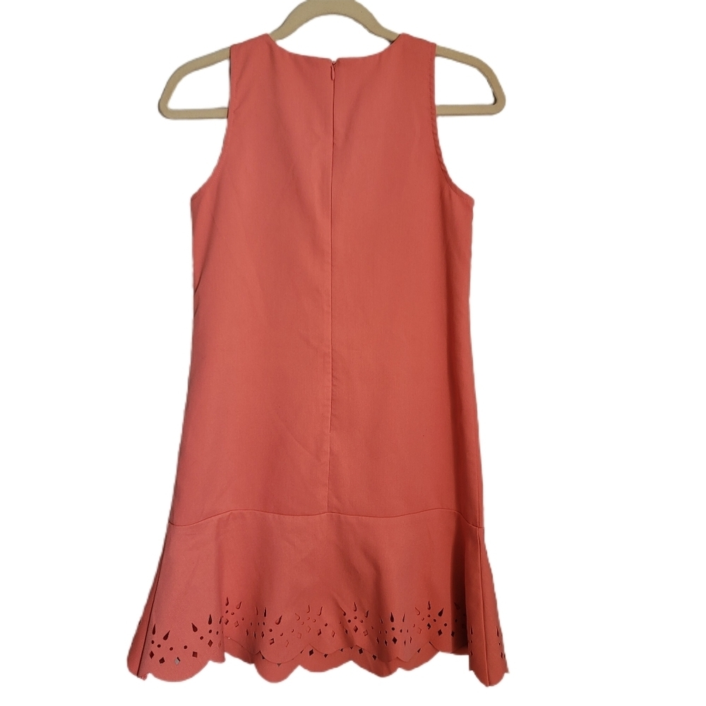 LOFT Dress Size 10P Petite Sleeveless Pink Scoop Neck Eyelet Ruffle Hem - Picture 4 of 6